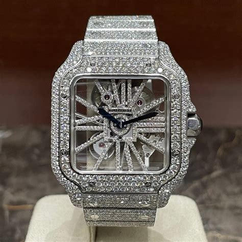 cartier skeleton watch diamond|cartier skeleton iced out price.